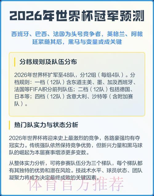 2026年世界杯竞猜热门排名预测深度解析 2026年世界杯竞猜热门排名预测深度解析